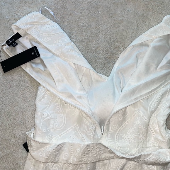 Lulus Always Ravishing White Cotton Eyelet Fringe Tulip Midi Dress - Picture 8 of 9